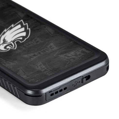 NFL Philadelphia Eagles Black & White Galaxy S24 Waterproof Case